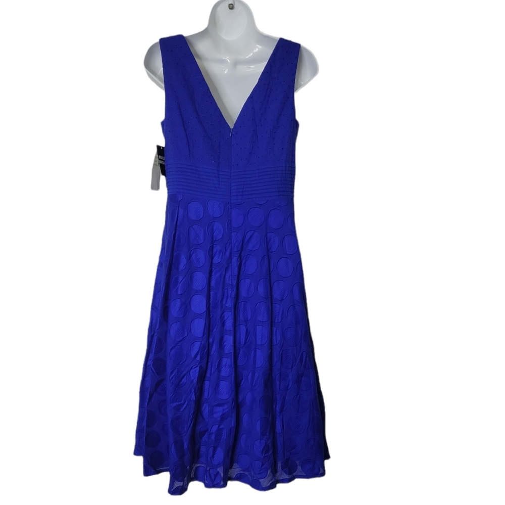 Sandra Darren Royal Blue V Neckline Sleeveless Fit and Flare Dress Size 8 - Picture 7 of 13